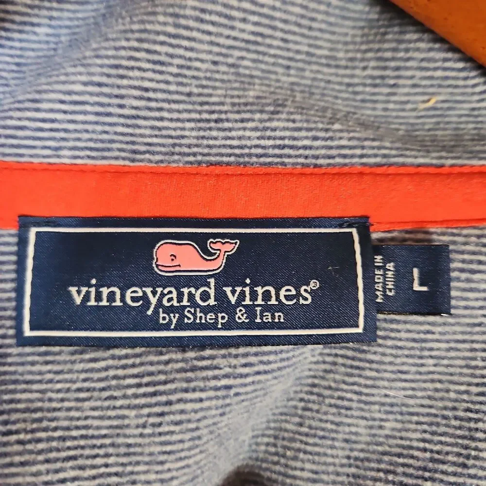 Vineyard Vines Full Zip Fleece jacket Men's Large Blue Striped Preppy Nautical